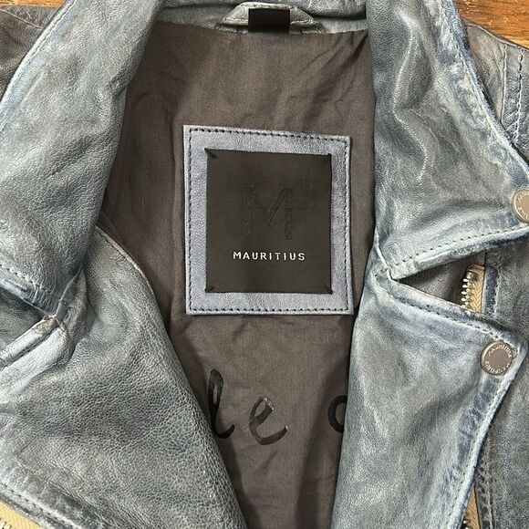 Womens stunning MAURITIUS  SofiStar motor Jacket Light Blue Small 6 lamb leather - Picture 11 of 16